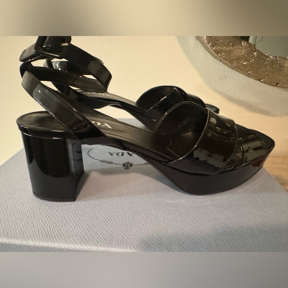 Prada leather crisscross platform
